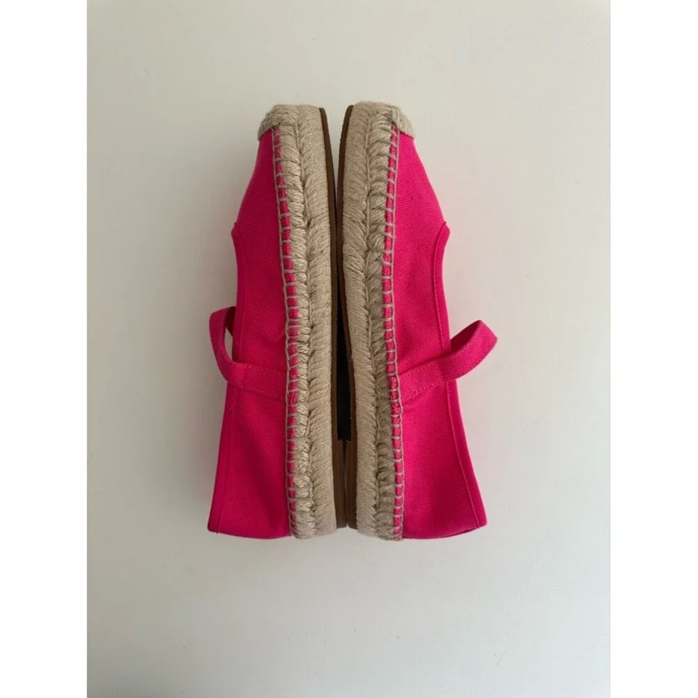 J.Crew Mary Jane Hot Pink Pearl Buckle Espadrille Flats